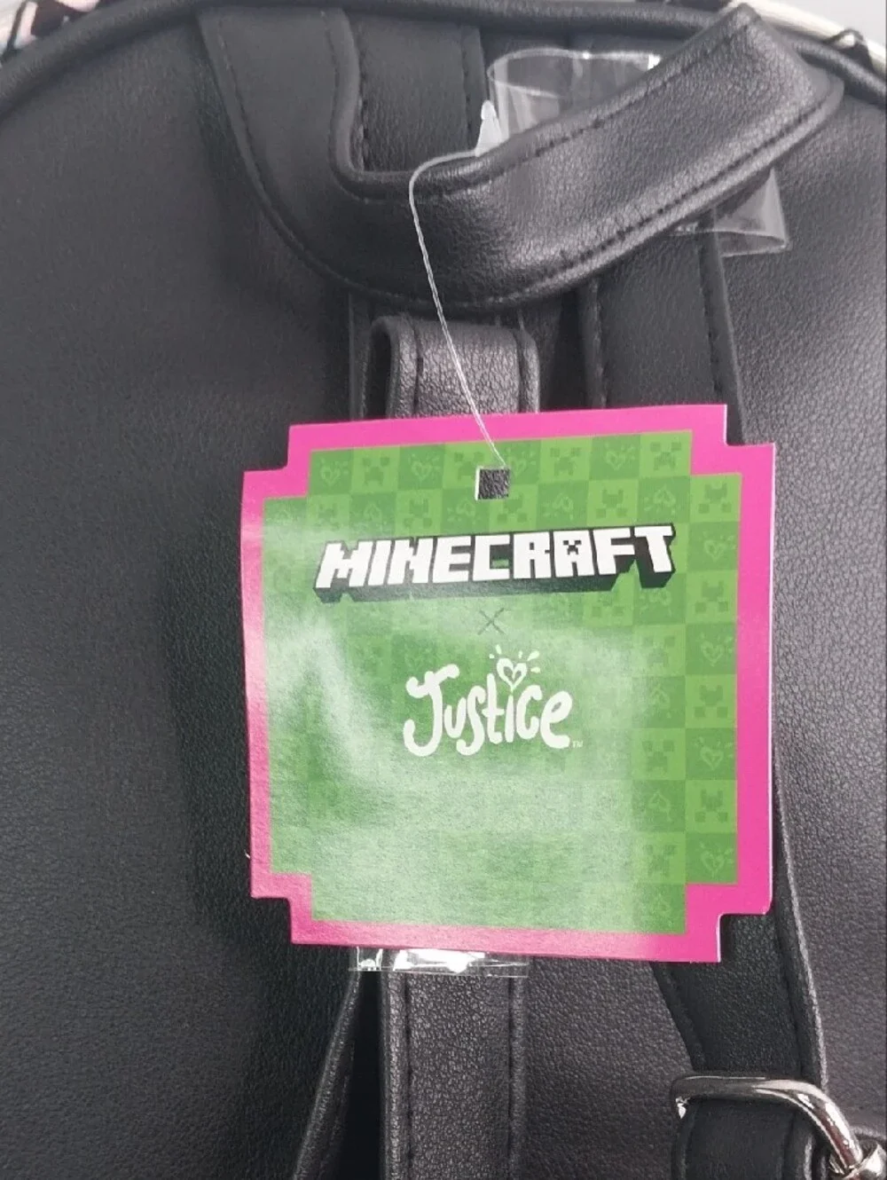 Justic Minecraft Holographic Mini Backpack - Holographic Black with Green Patch